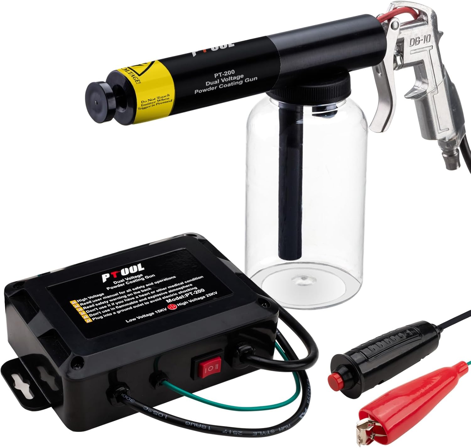Powder Coating Gun System for Metal, Hotcoat Powder Coating Kit, Dual Voltage 15KV 25KV, Model PT-200