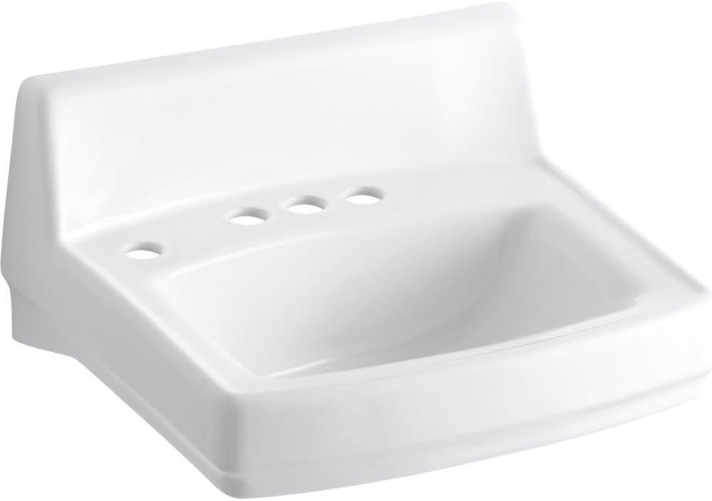 Kohler K-2032-L-0 Wall Mount Single Bowl Bathroom Sink White