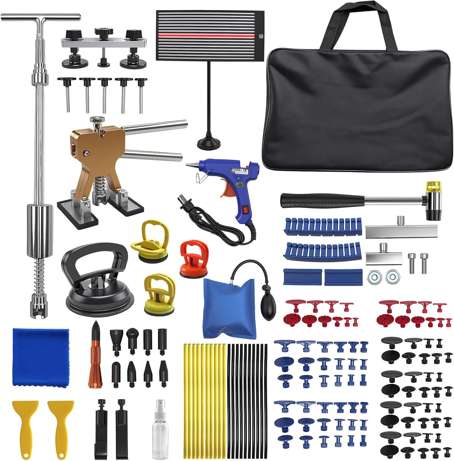 Dent Repair Kit, Car Dent Removal Tools,Dent Puller Kit with Dent Lifter, Bridge Puller, Slide Hammer T-Bar for Car Body Dents