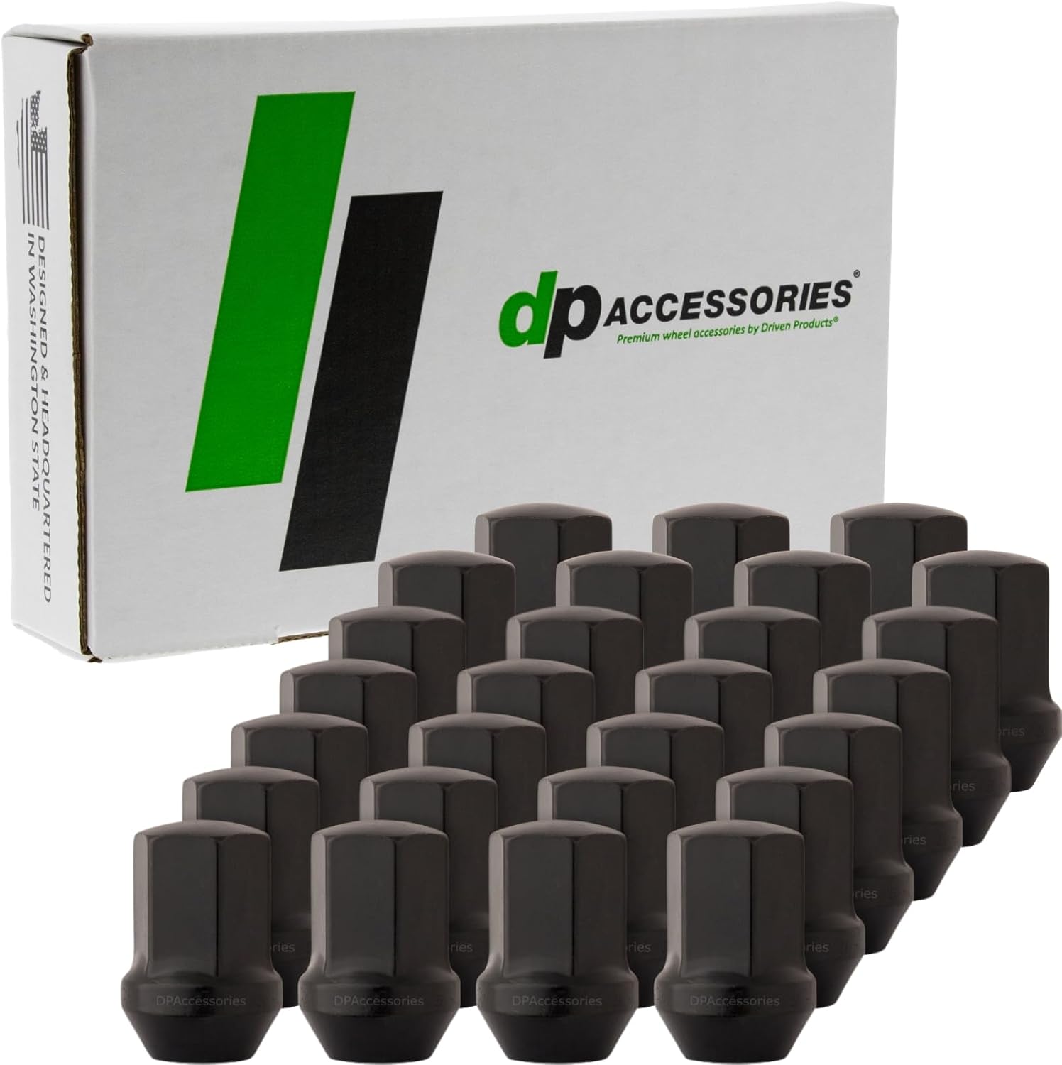 DPAccessories LCB3C8HEOBK04024 Set of 24 Black OEM Style Lug Nuts - M14x1.5 Thread - 13/16