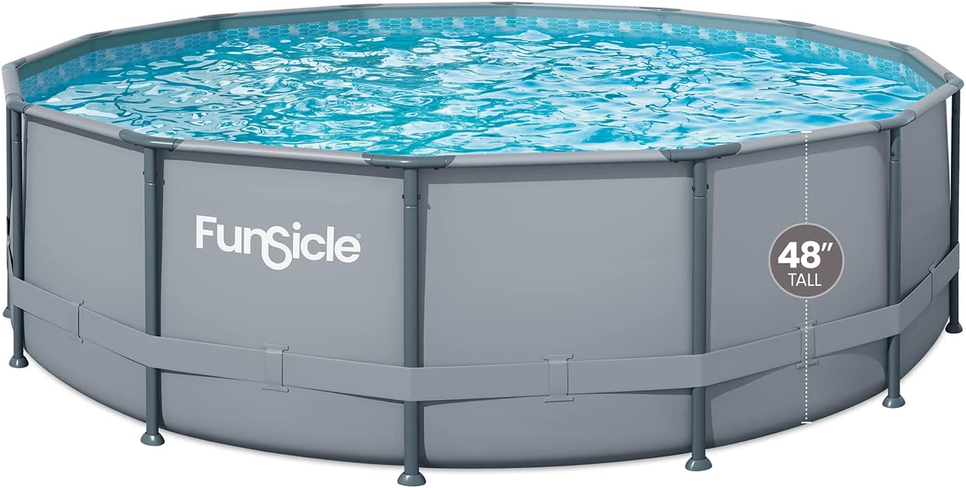 Funsicle 16ft x 48in Round Oasis Above Ground Pool, with SkimmerPlus Filter Pump & Ladder