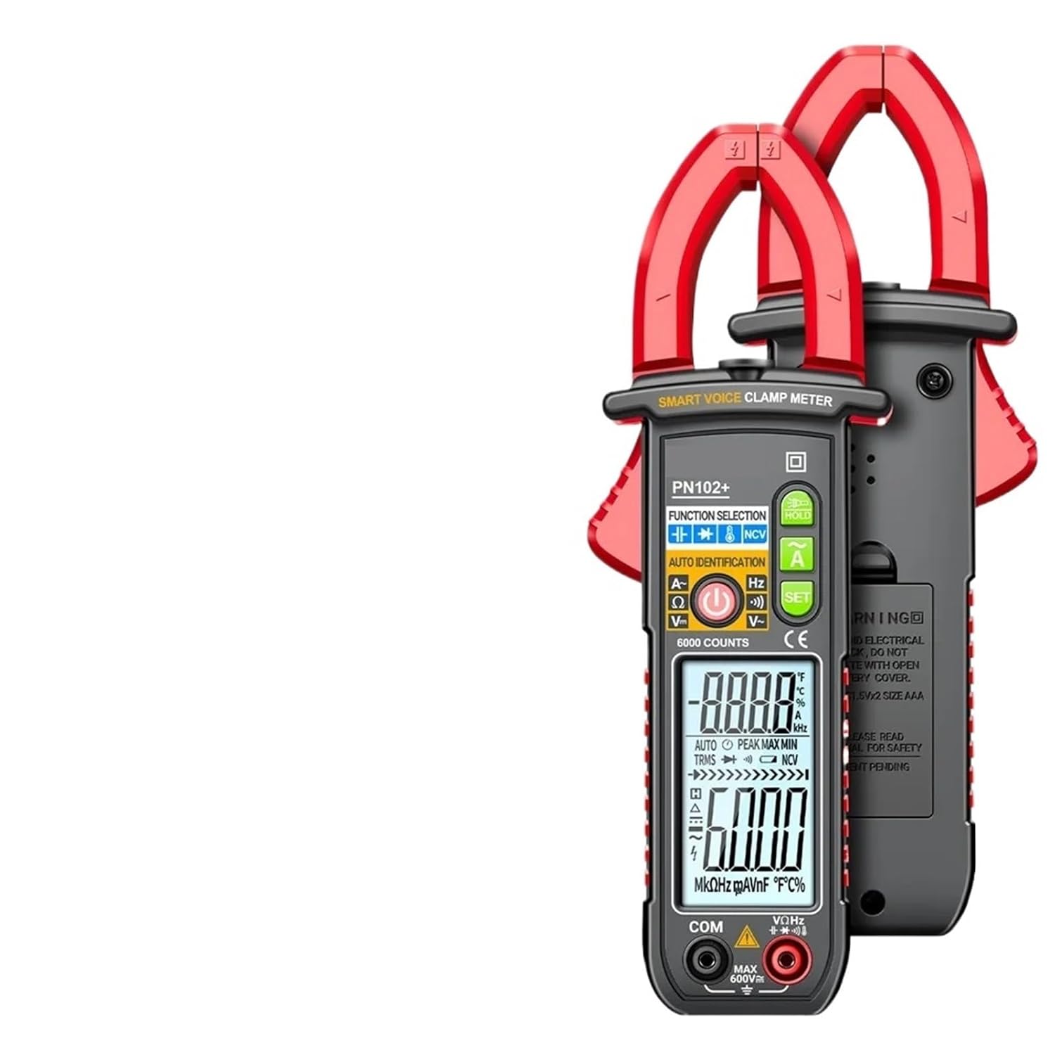 PN102+ Multimeter Energy Meter Test 600A High Current Clamp Home Control Auto-Range Measure Tool(Red)
