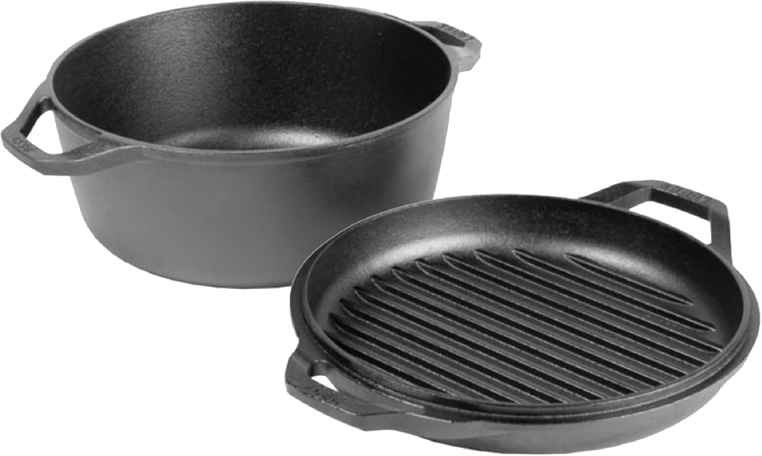 Lodge 6 qt. Chef Collection Outdoor Cast Iron Double Dutch Oven Roaster LC6DD