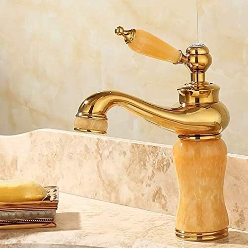 Bathroom Faucet Brass and Jade Faucet Bathroom Basin Faucet Sink Mixer Tap Gold Sink Faucet Bath Basin Sink Faucet(Light Green)