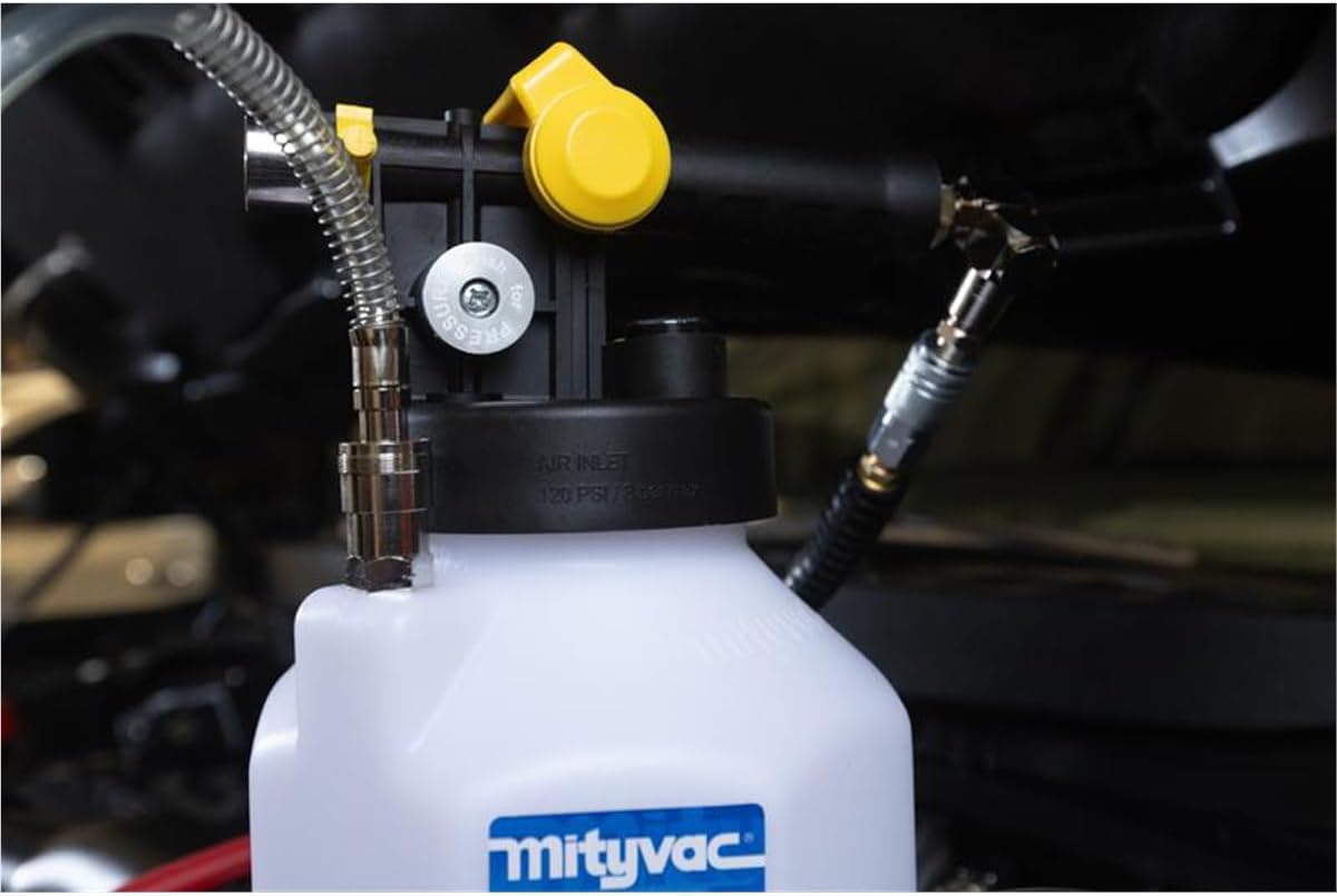 Mityvac MV7102 Fluid Extractor Dispenser for Evacuating, Topping-Off, Refilling Reservoirs or Bleeding Hydraulic Brake/Clutch Systems, 2.5 Quart, 120 PSI, Compressed Air, Vacuum or Positive Pressure