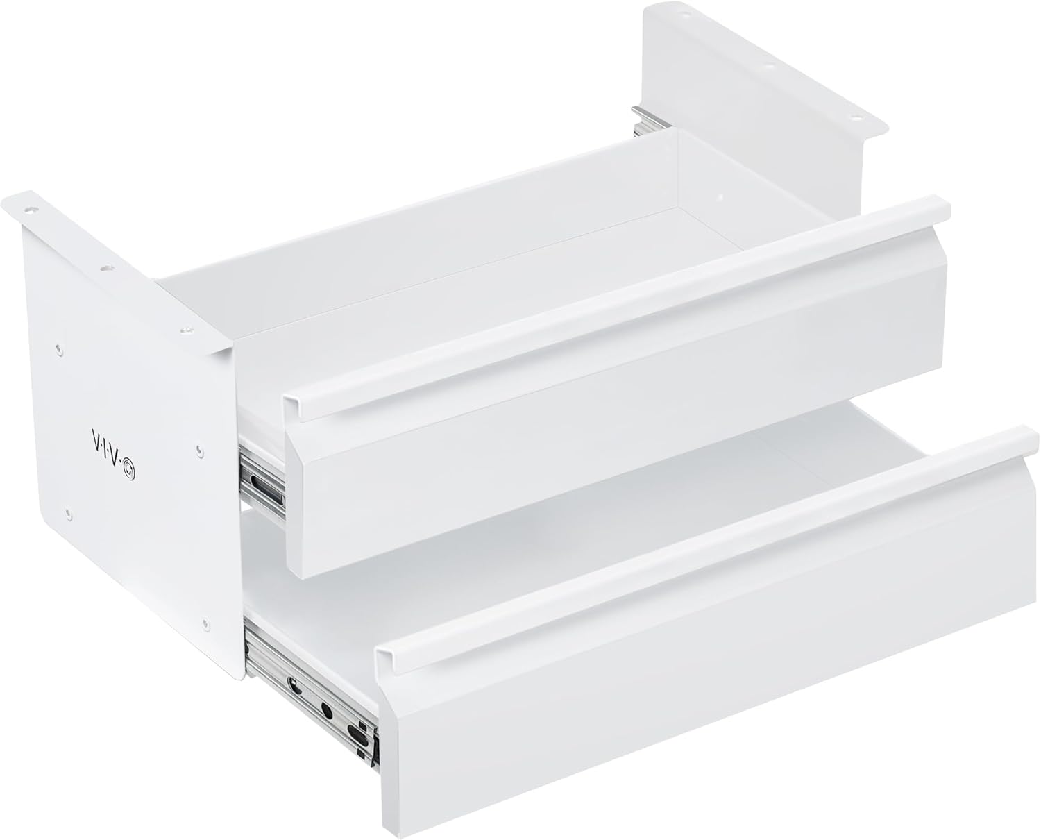 VIVO 16 inch Slide Out Dual Tier Desk Drawer, Under Desk 2 Layer Storage, White, DESK-DR02W