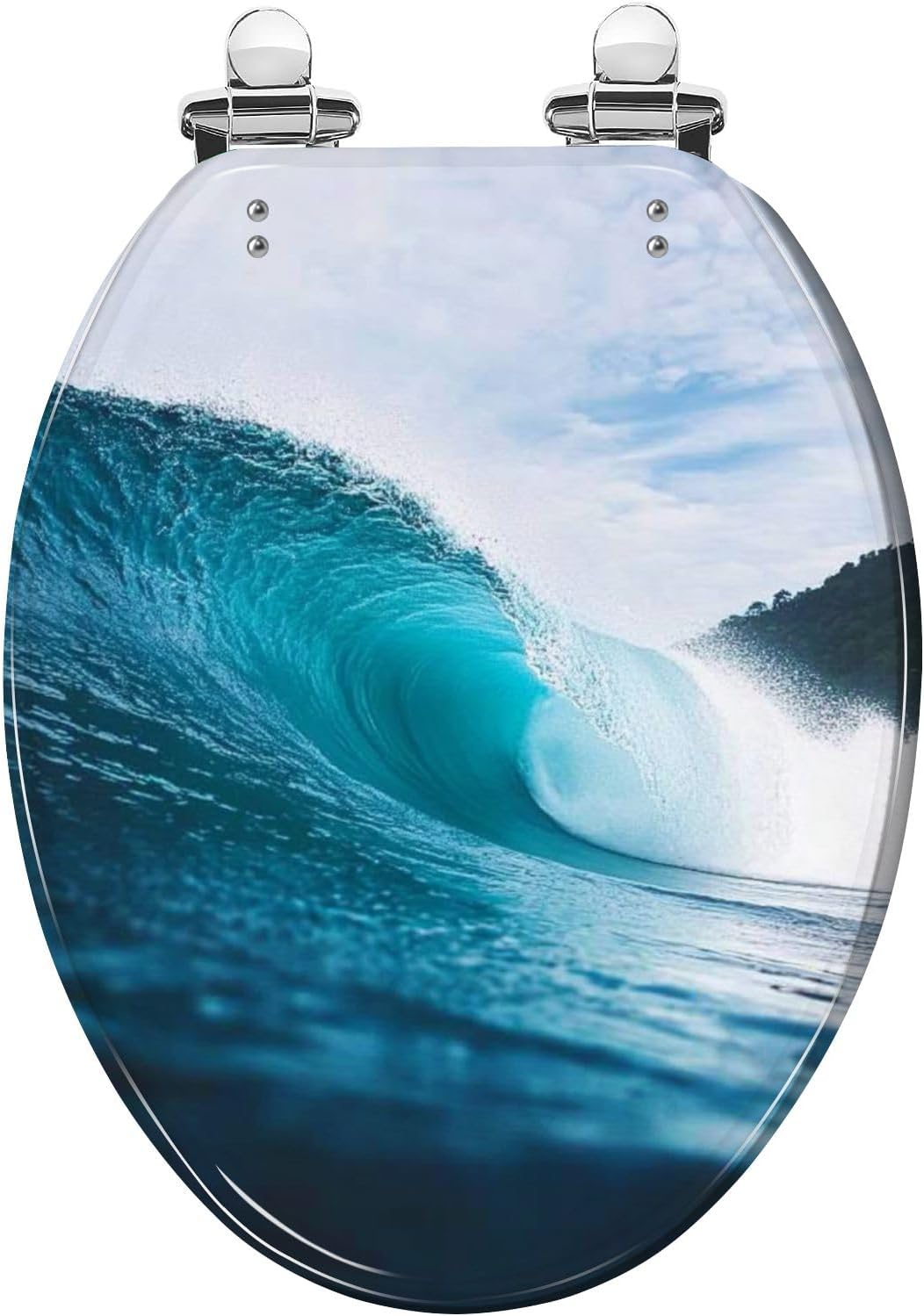 Round Toilet Seat Palm trees tropical leaves seamless Resin Toilet Seat Slow Quiet Close Lid with Quick-Release Hinges Cover Bumpers Easy to Clean Install