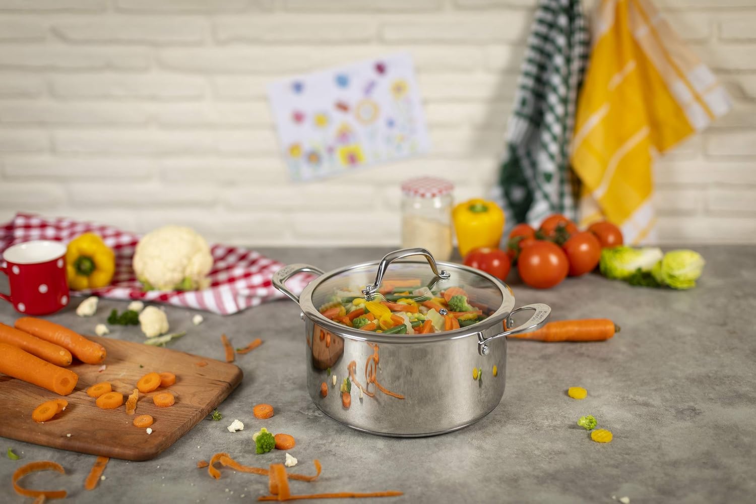 KUHN RIKON Allround Oven-Safe Induction Casserole Pot with Glass Lid, 4.1 litre/22 cm, Stainless Steel, Silver