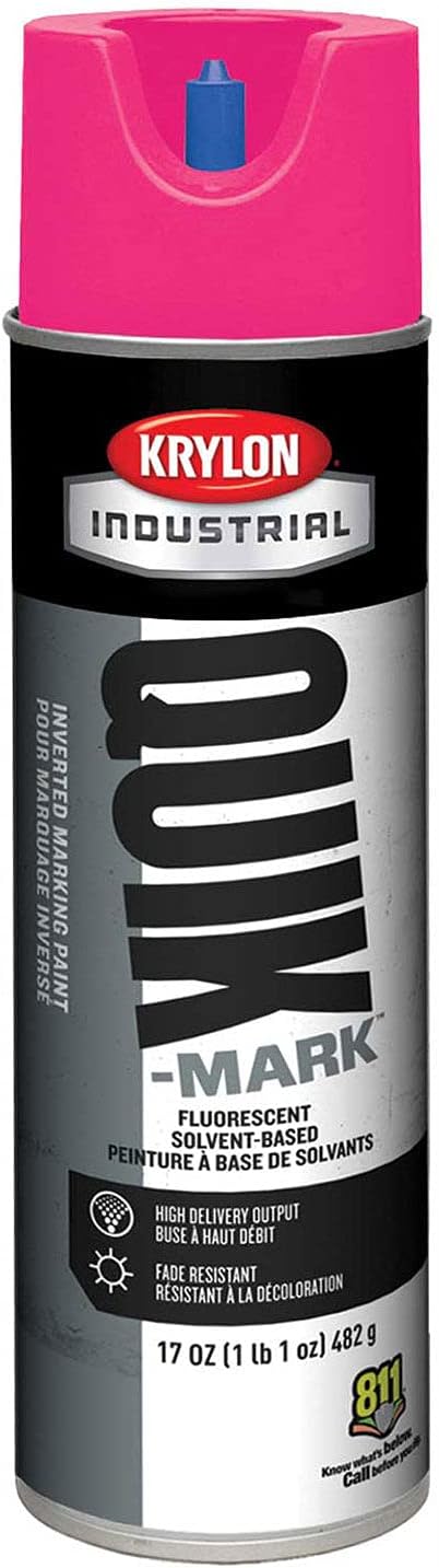 Quik-Mark™ Solvent-Based Fluorescent Hot Pink Inverted Marking Paint [Set of 12]