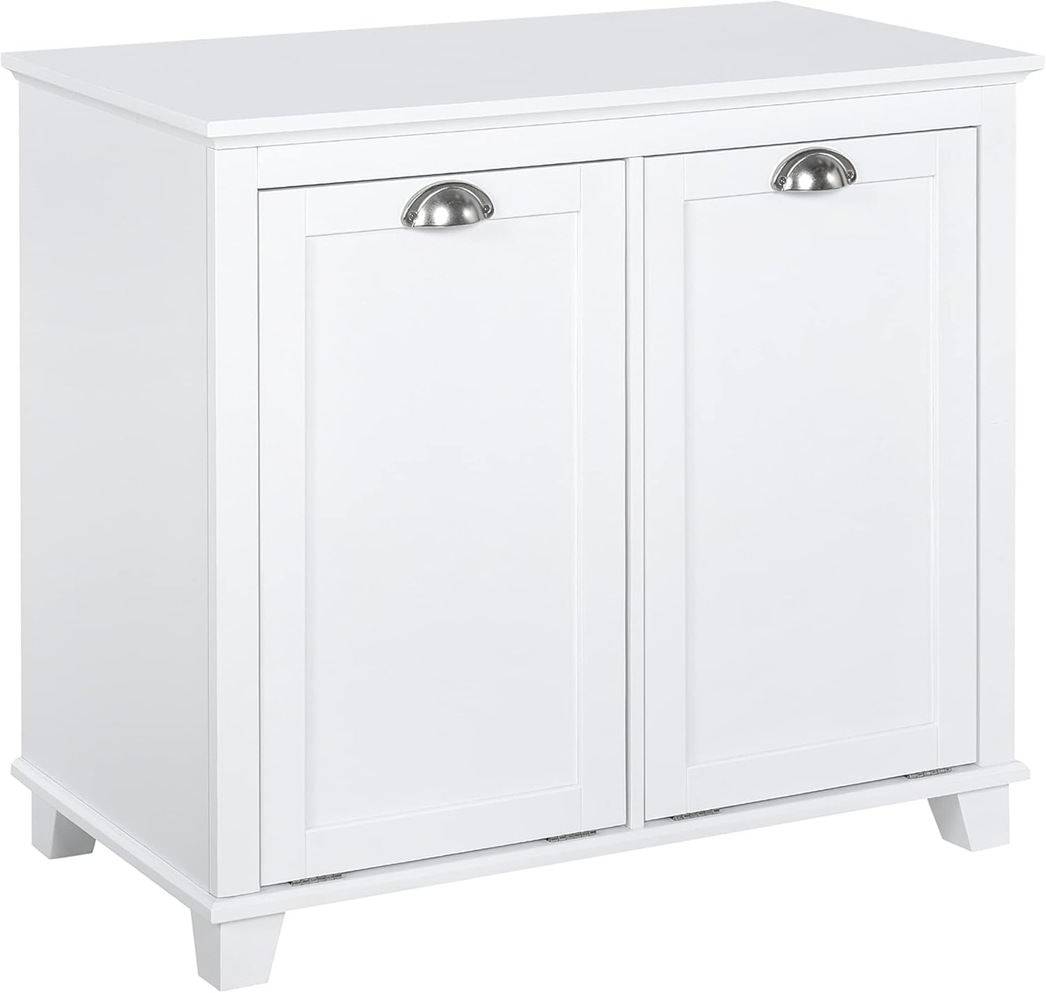 HOMCOM Dual Tilt Out Laundry Hamper Cabinet, Bathroom Storage Cabinet with 2-Compartment Hamper, Modern Bathroom Floor Cabinet for Washroom, White