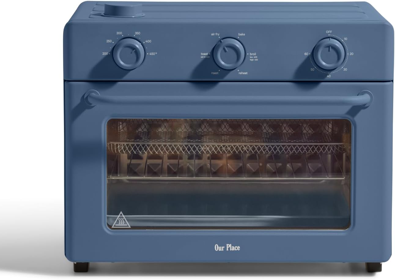 Our Place Wonder Oven | 6-in-1 Air Fryer & Toaster Oven with Steam Infusion | Compact, Countertop Friendly, Fast Preheat, Multifunctional | Air Fry, Toast, Roast, Bake, Reheat & Broil | Blue Salt