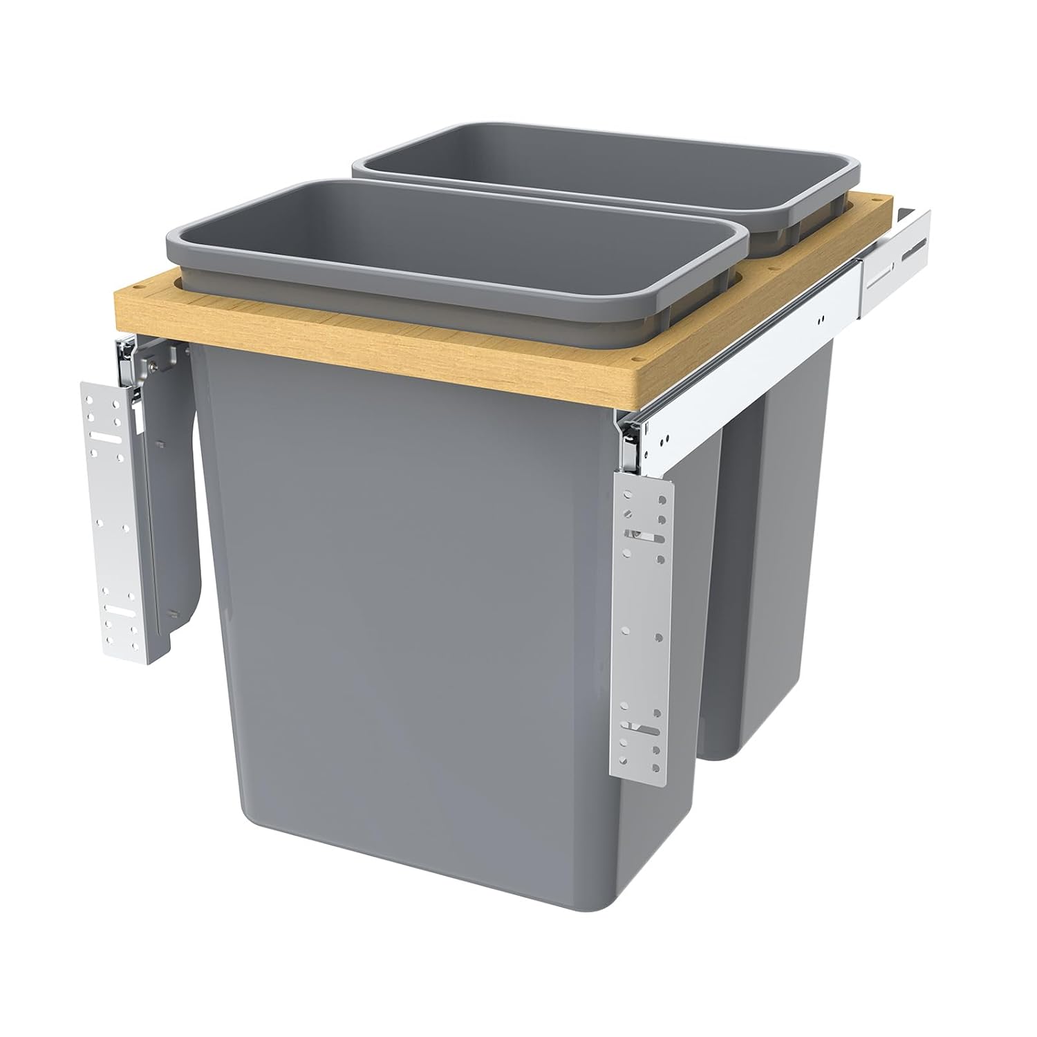 Double Pull Out Under Cabinet Trash Can 35 Qt Garbage Bin for 15