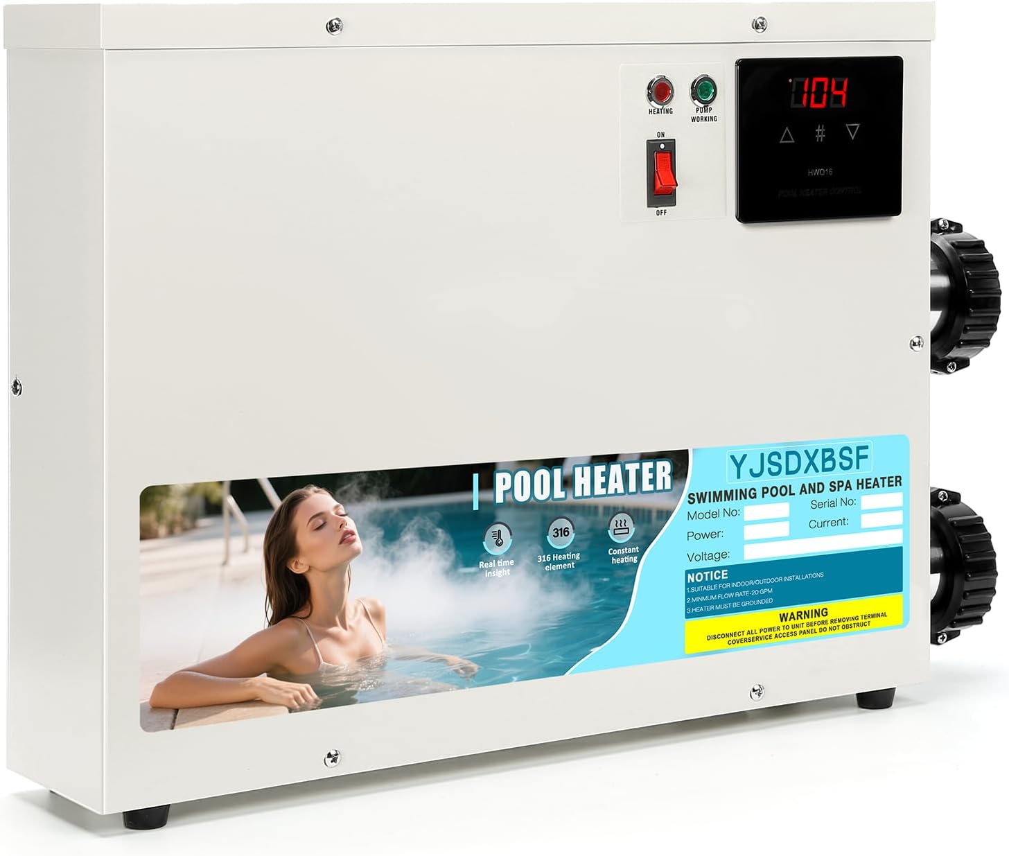 Pool Heater 5.5KW 220V, Electric Pool Heater for Inground & Above Ground Pools,Thermostat with Touchscreeen for Bathtubs and Above Ground in-Ground Pools SPA