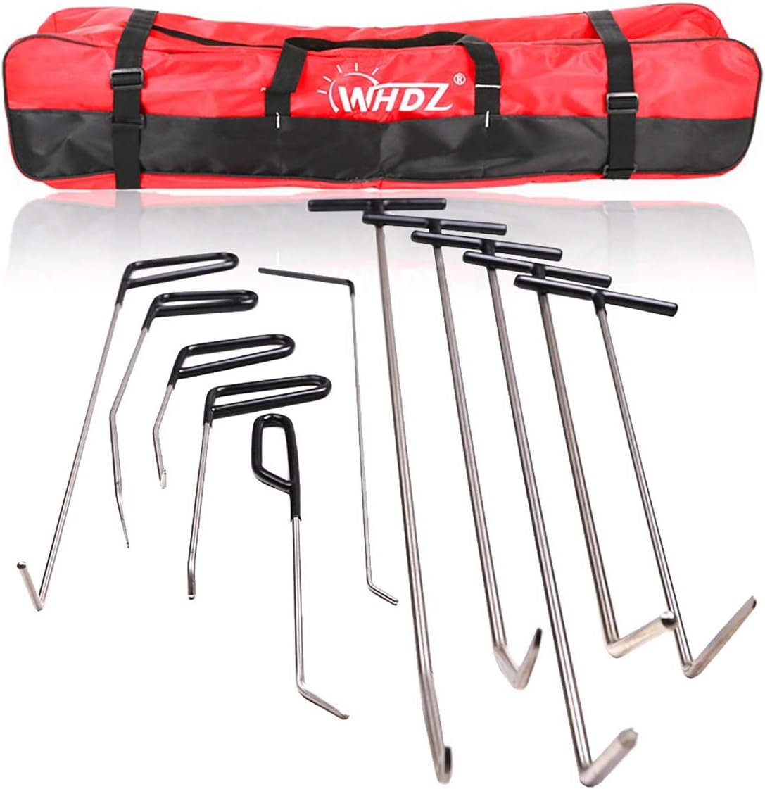 WHDZ Paintless Dent Repair Rods 16pcs Auto Body Dent Repair Hail Damage Removal Tools Paintless Dent Repair Rods Tool for Car Dent Ding Removal