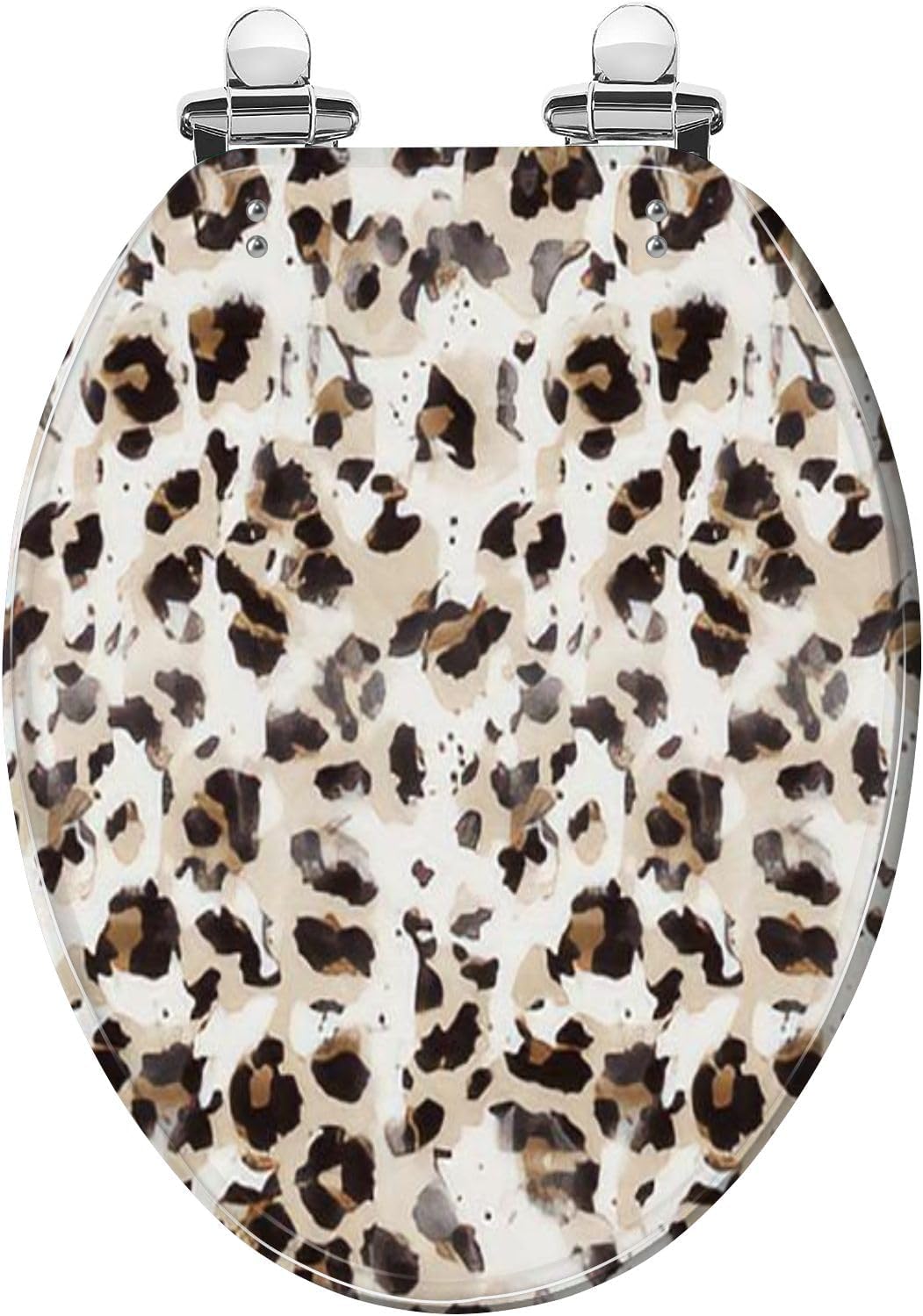Elongated Toilet Seat seamless abstract leopard pattern wild animal skin print animal Resin Toilet Seat Quietly Close Quick Release Hinges Decorative Toilet Seat with Cover Easy to Install
