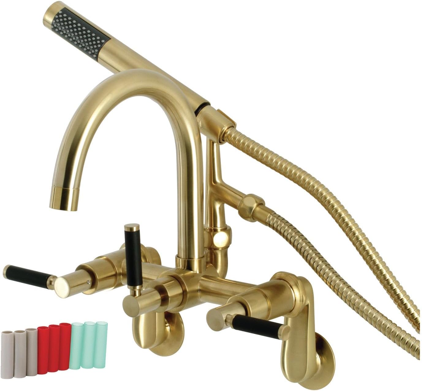 Aqua Vintage AE8158DKL Kaiser 7-Inch Adjustable Wall Mount Clawfoot Tub Faucet, Brushed Nickel