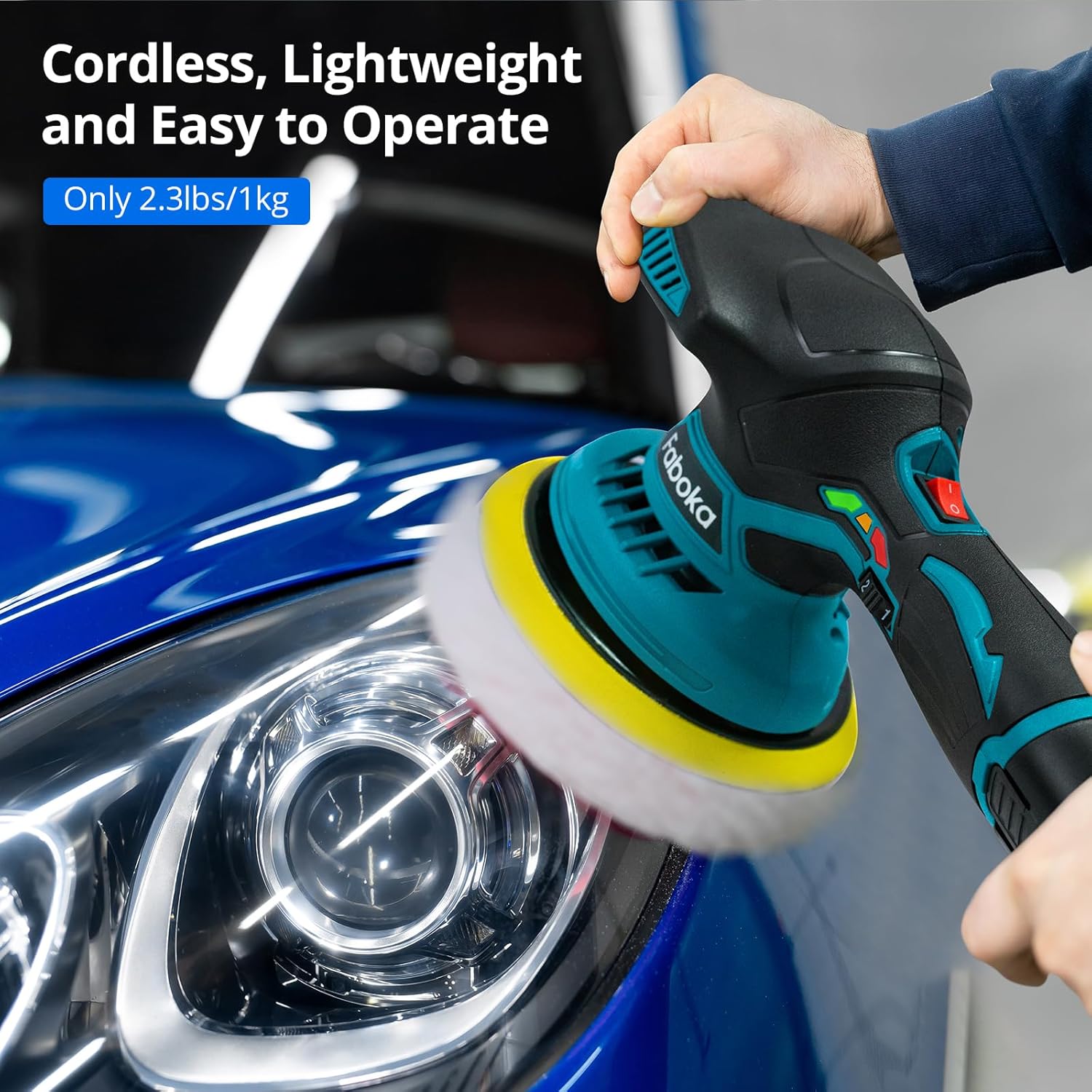 6 Inch Cordless Car Buffer Polisher, 12V Dual-Action Random Orbital Polisher, Portable Polishing Waxer Machine with 2PCS 2.0Ah Rechargeable Batteries, 25PCS Attachments