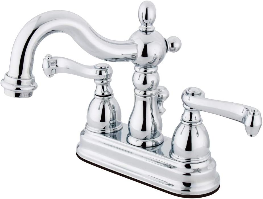 Kingston Brass KS1601FL Heritage Centerset Lavatory Faucet with Brass Pop-up, Chrome