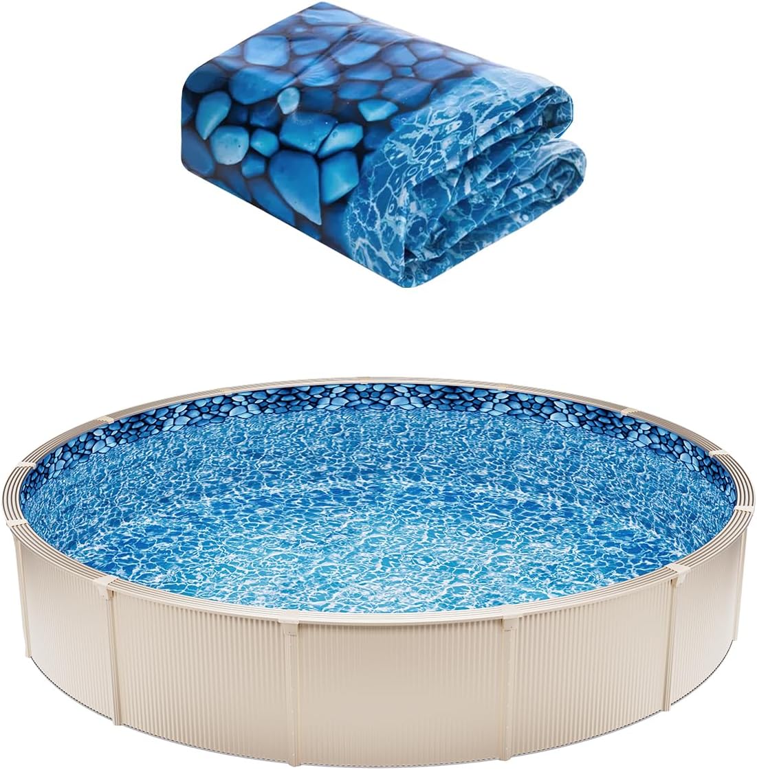 VEVOR 24-ft Round Above Ground Pool Liner, Unibead Pool Liners, Standard Gauge, 52inch Wall Height, Designed for Steel Sided Above-Ground Swimming Pools