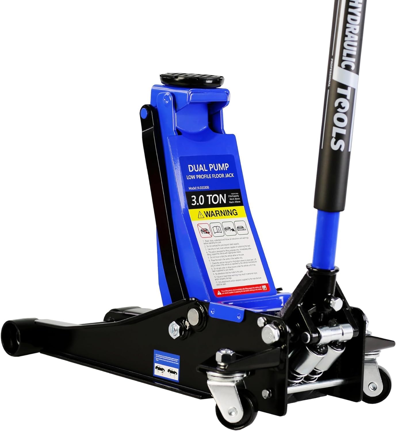 3 Ton/6600 LBS Floor Jack, Low Profile Floor Jack, Steel Racing Floor Jack with Dual Pistons Quick Lift Pump, Hydraulic Floor Jack, Lifting Range 3.3