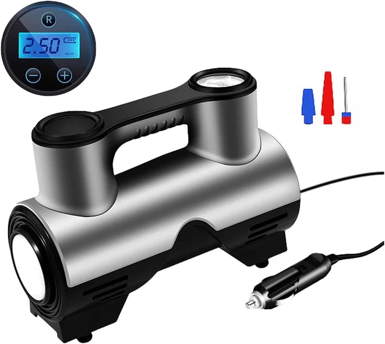 120W High Pressure Electric Tire Inflator with Light - Portable Car Air Pump Quick Inflation(Digital)