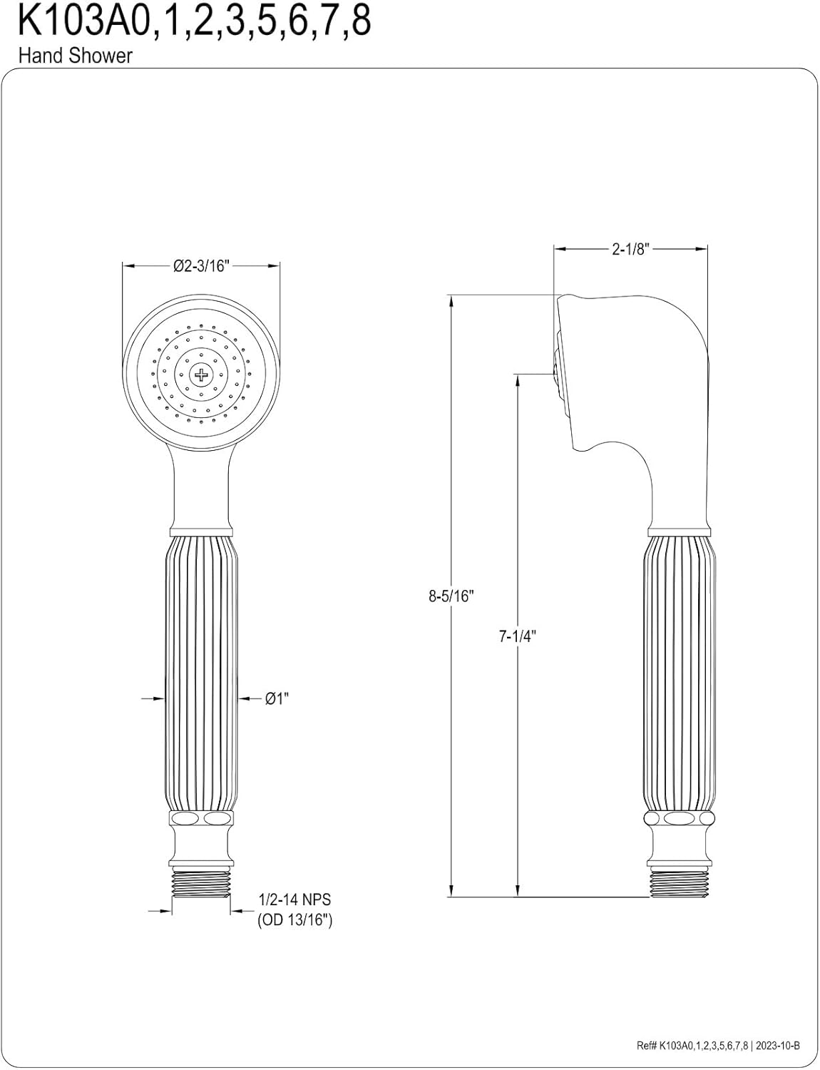 Kingston Brass K103A8 Restoration Hand Shower, 8-Inch, Brushed Nickel