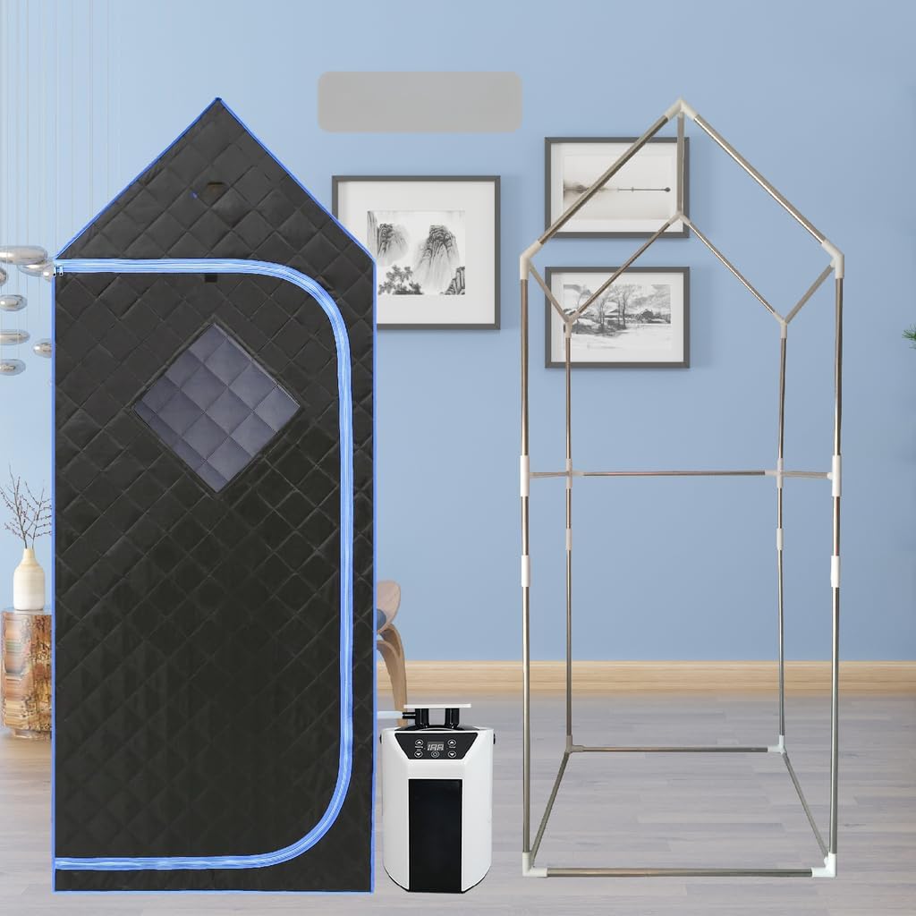 Portable Gothic Roof Full Size Steam Sauna Tent, Easy Installation, Larger Space for Home Spa and Relaxation, Black