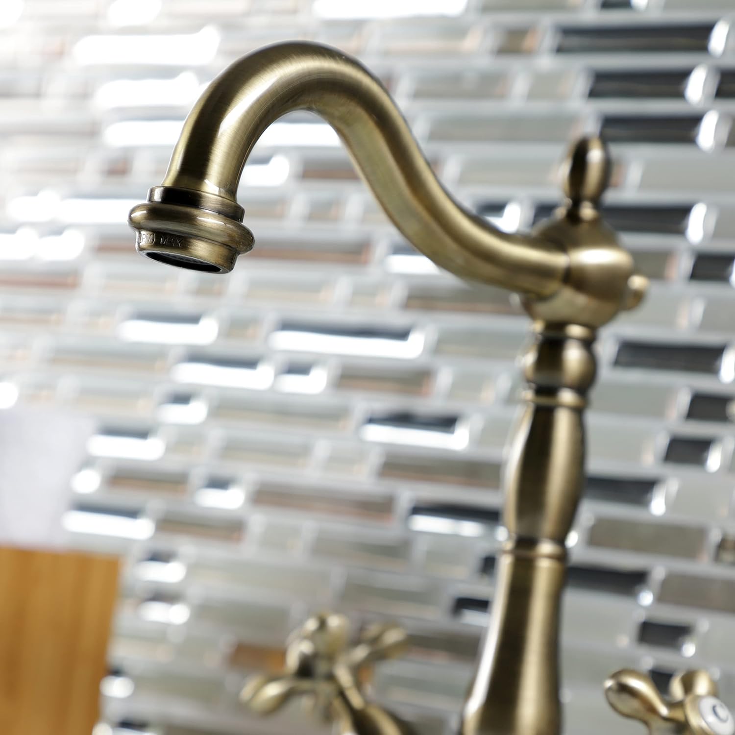 Kingston Brass KS1493AX Vessel Sink Faucet, Antique Brass