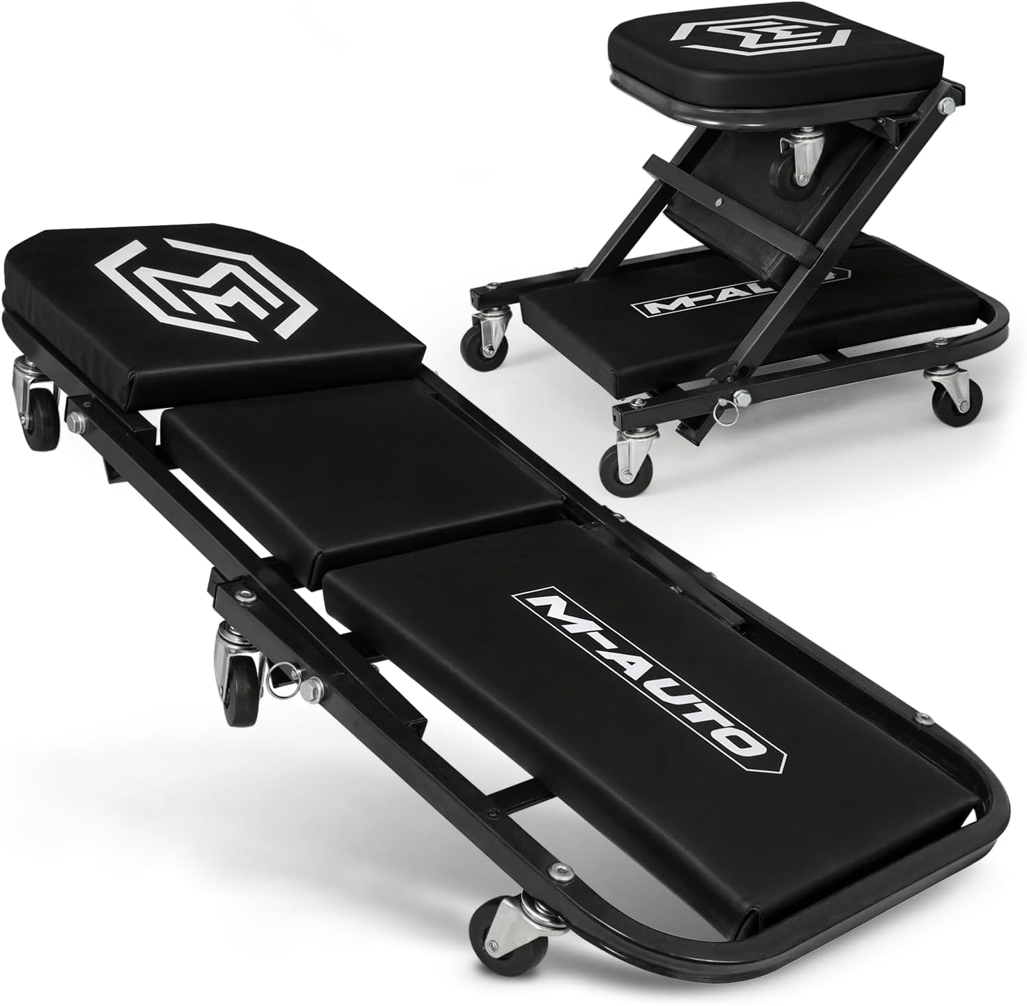 M-AUTO Heavy-Duty Convertible Mechanic Creeper, Z-Creeper 2-in-1 Creeper and Seat 48