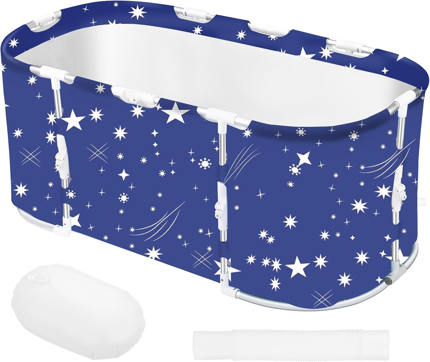 STARBRILLIANT Portable Bathtub with Aluminum Alloy Support Rod,Soaking Standing Bath Tub for Shower Stall