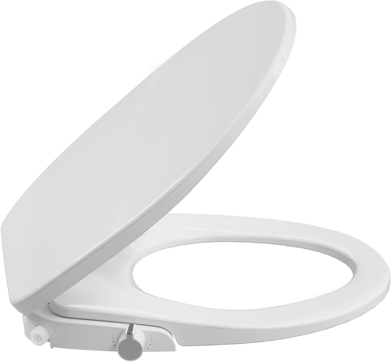 Bidet Toilet Seat for Round Toilet, Non-Electric Cold Water Wash PP Bidet Seat with Self-Cleaning Nozzle, Hygiene Toilet Seat Cover for Women, Easy Installation, White, 17 Inch