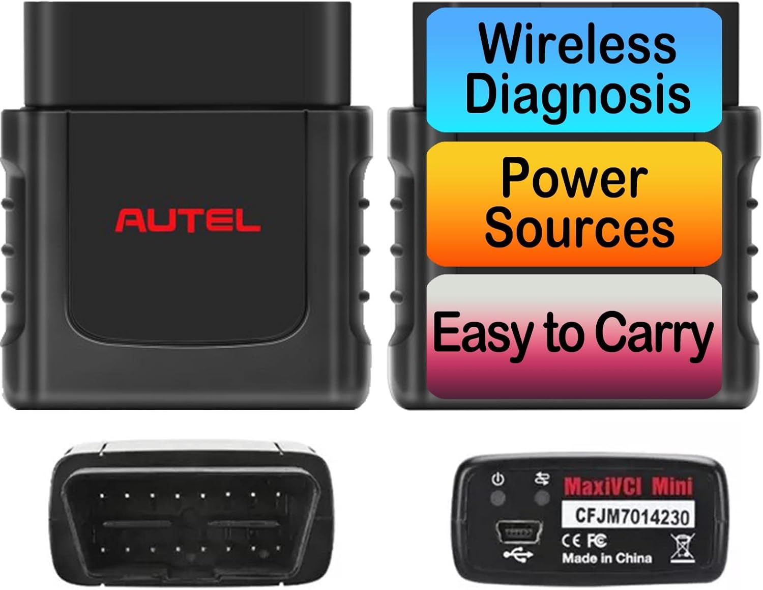 Autel MaxiVCI VCI Mini Wireless Bluetooth Diagnostic Vehicle Communication Interface Connector Compact Auto OBD2 Scanner for MK808BT MK808TS MX808TS MP808TS TS608 MS906S Oil Reset EPB BMS SAS TPMS
