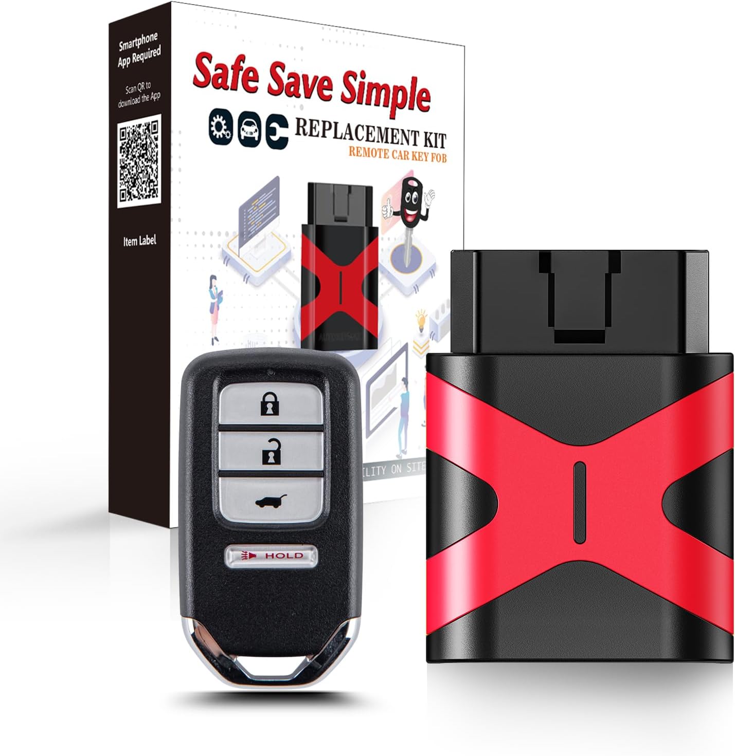 Simple Programmable Keyfob, Car Key Fob OBD Programmer Kit Replacement for CRV 2016 2017 2018 2019 2020 Remote Key KR5V1X (OBD Tool Kit)