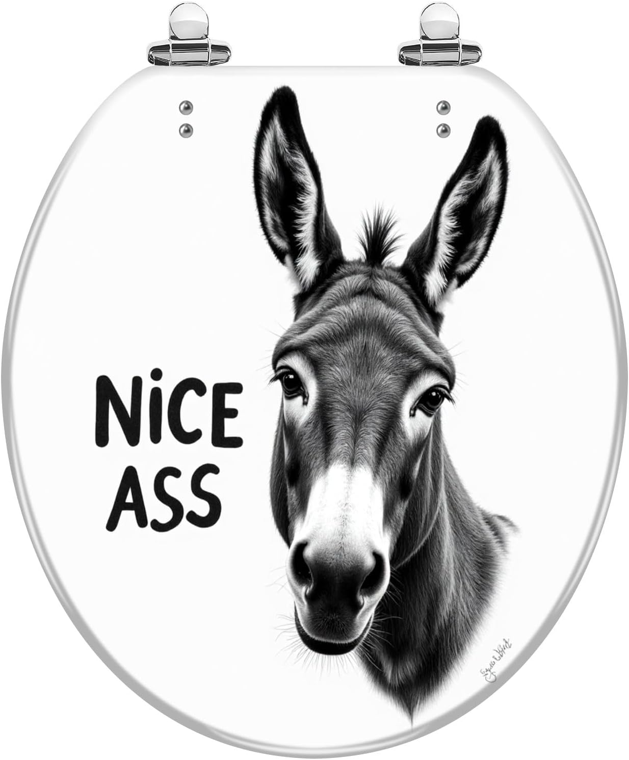 Round Toilet Seat Black Labrador Funny Toilet Paper Whimsy Dog Lovers Bathroom Humor Quiet Close Strong Stainless Steel Hinges Resin Toilet Seat Easy to Install Easy to Clean