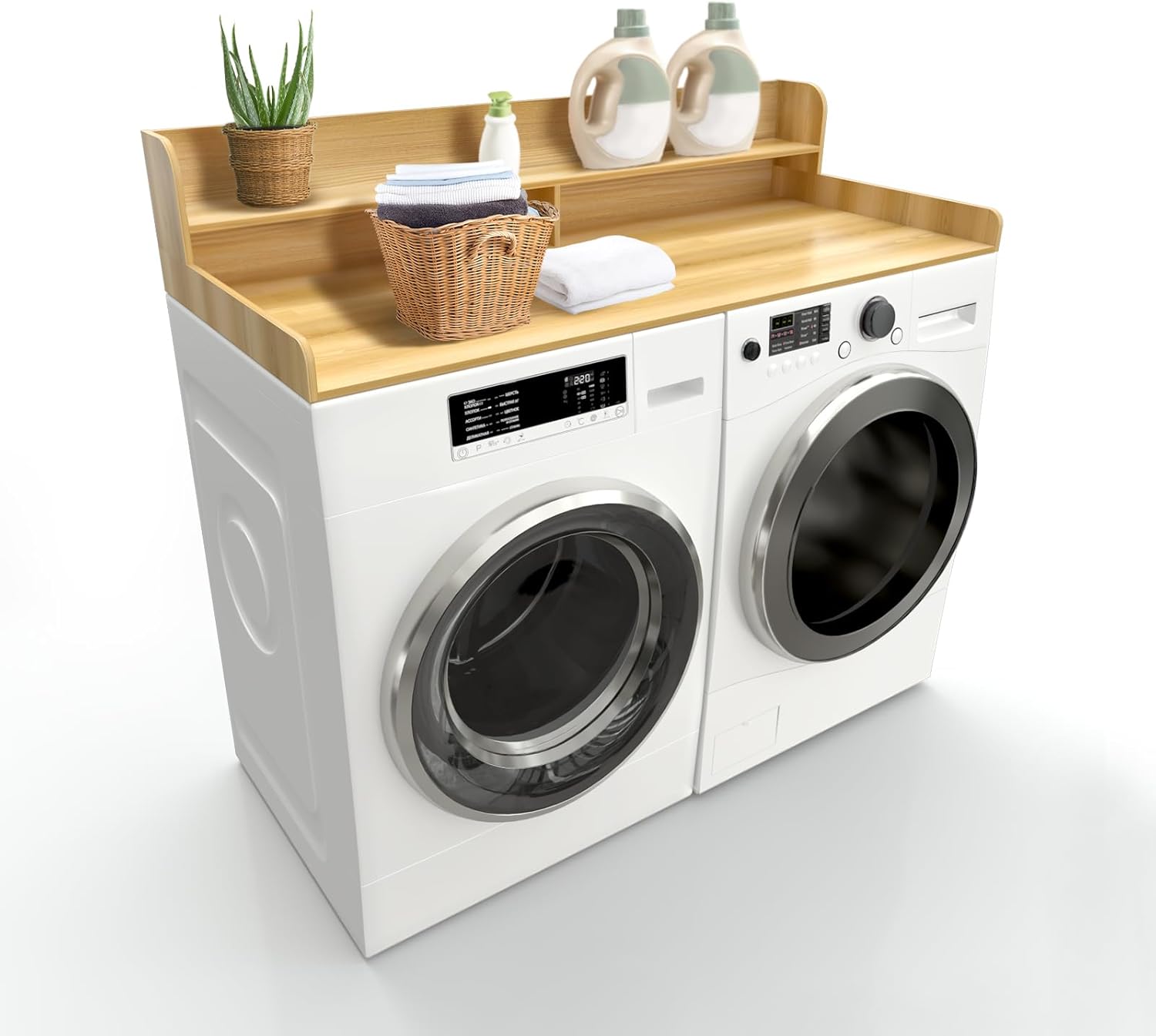 Wooden Laundry Countertop with 2 Tier Shelf, 54