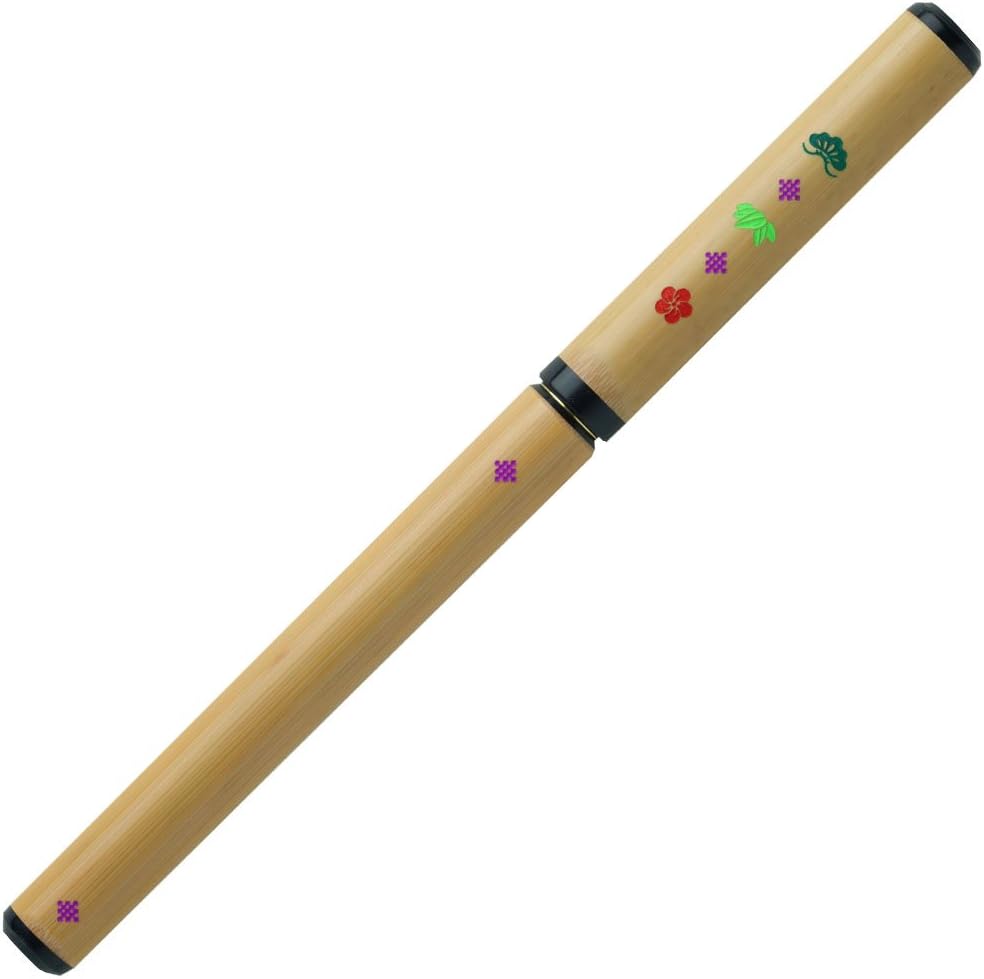 あかしや Akashiya AK3200MK-32 Natural Bamboo Brush Pen, Matsutake Plum/Paulownia Box