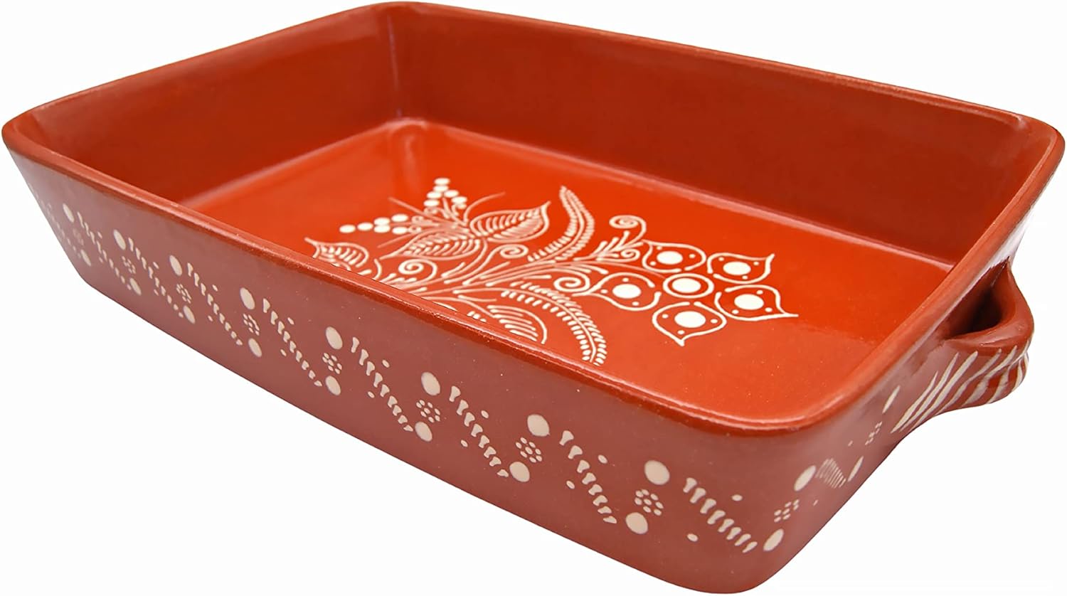 Portuguese Pottery Terracotta Rectangular Clay Baking Pan for Oven Casserole Made in Portugal
