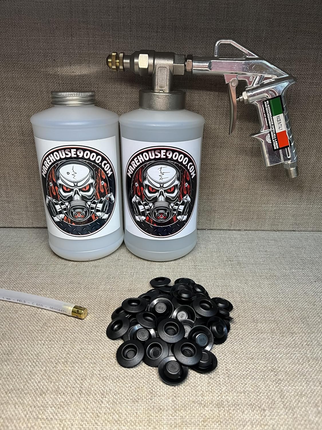 Pro Undercoating Spray Gun, 360 Wand, 2 Quart Bottles, and 50 Rust Plugs