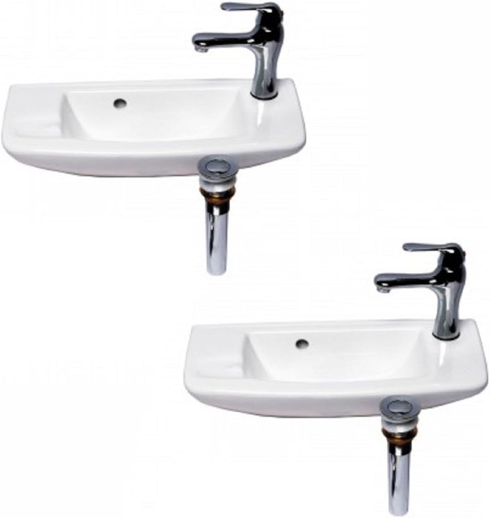 West Edgewood Small Wall Mount Bathroom Sink 20 Inch White Ceramic Basin Porcelain Coated Floating Bathroom Sink With Overflow And Single Left-Sided Faucet Hole Renovators Supply Manufacturing