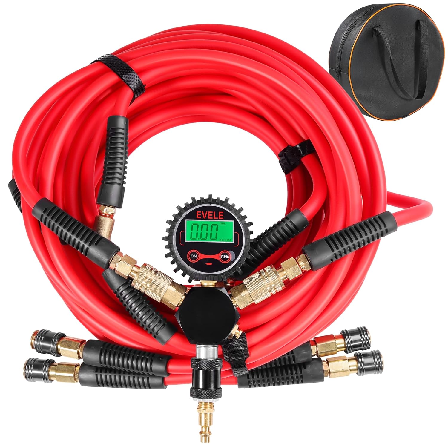 Off-Road Rapid 4-tire Inflation Deflation System, Portable Simultaneous 4 Wheels Inflator Deflator with Digital Pressure Equalizer Gauge, Overlanding Tire Pressure Adjustment Control Kit