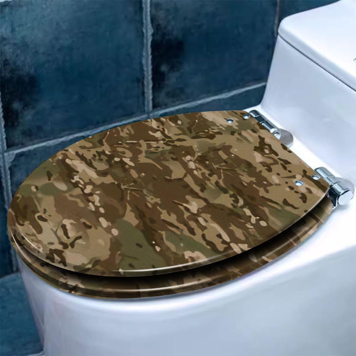 Colored Toilet Seat with Slow Close, camouflage Abstract Camouflage texture seamless pattern Resin Toilet Seats, Easy to Install, Easy to Clean Heavy Duty Deluxe Toilet Seat