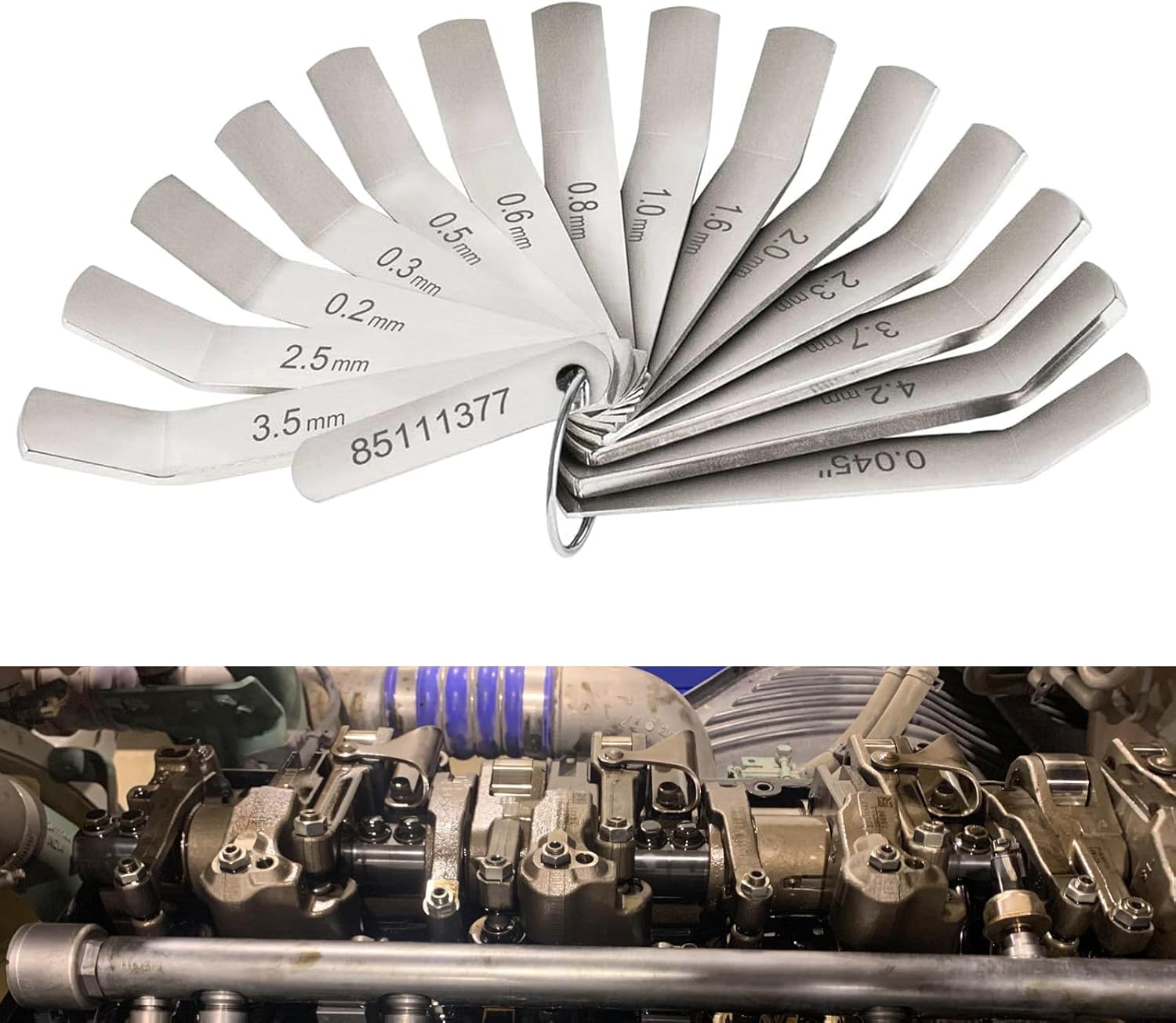 Feeler Gauge Jake Brake Tool Set Compatible with Volve Mack MP7 MP8 MP10 D12 D13 D16 Engines Intake & Exhaust Valve Adjustment Kit (14 PCs) Replaces 88880053 88880052 85111377