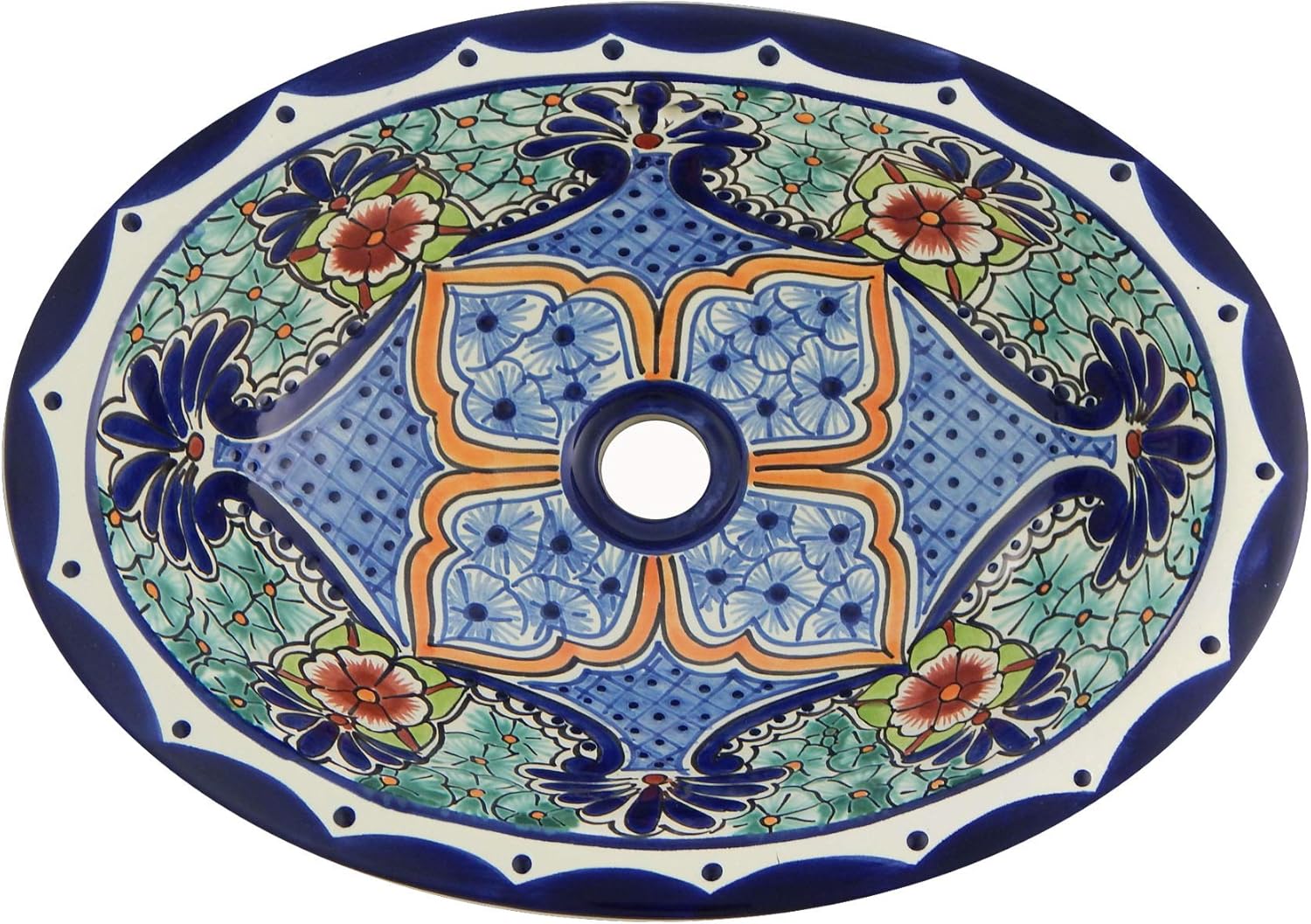 Mexican Sink Bathroom Handmade Sink Hand Painted 16 x 11.5# 195