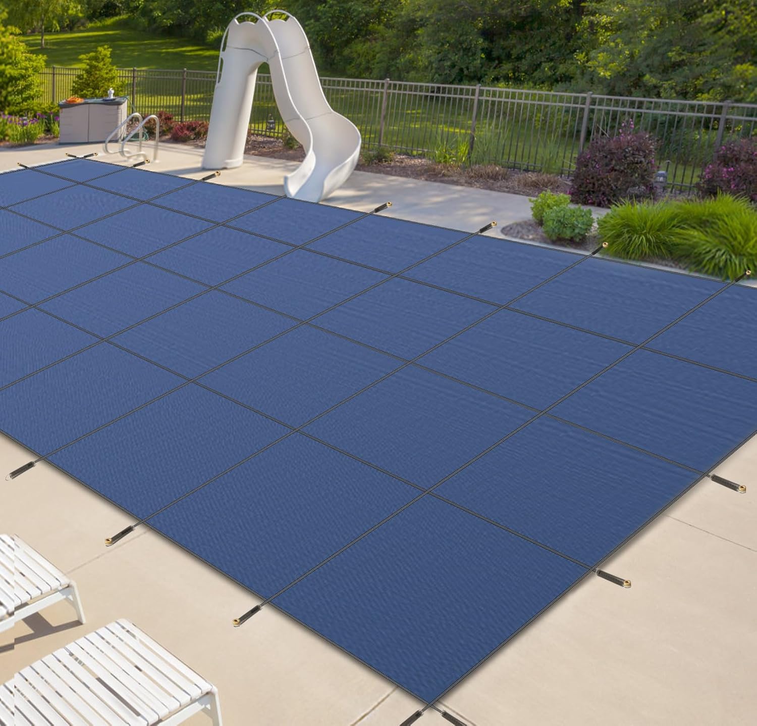 iCOVER Inground Pool Safety Cover, 18x36ft Rectangle Winter Safety Pool Cover for Inground Swimming Pools, Winter Pool Cover, Pool Covers for Inground Pools, Triple Stitched for High Strength, Blue