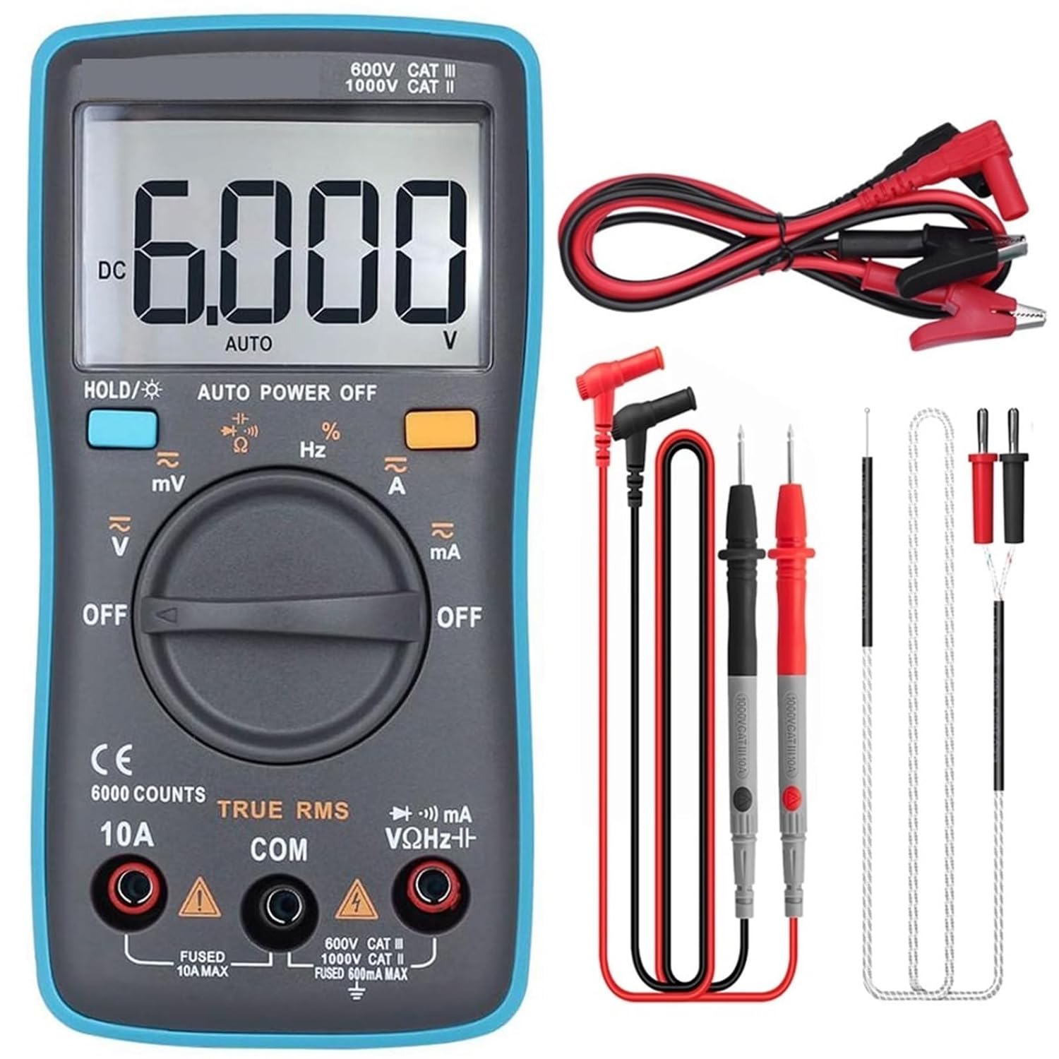 Digital Multimeter Voltage Tester Multimetro with Continuity Frequency Resistance Capacitance Temperature Diode Test(ZT102)