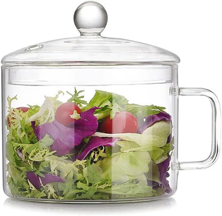 Transparent Glass Cooking Bowl Multi-function Fire Pot with Handle Instant Noodle for Household Cookware