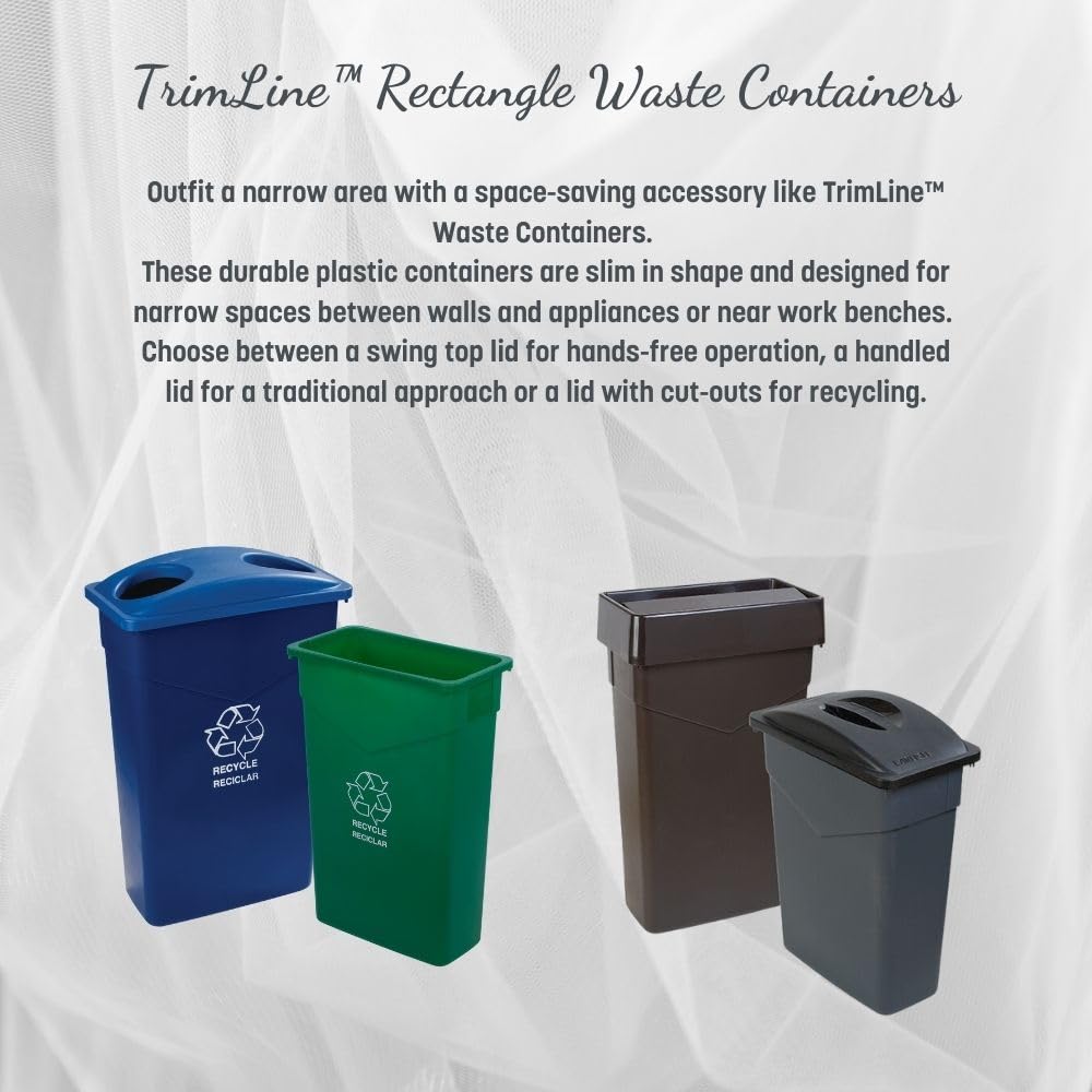 Carlisle FoodService Products Trimline Waste Container, Space Saving Slim Trash Can, 23 Gallons, Black, (Pack of 4)