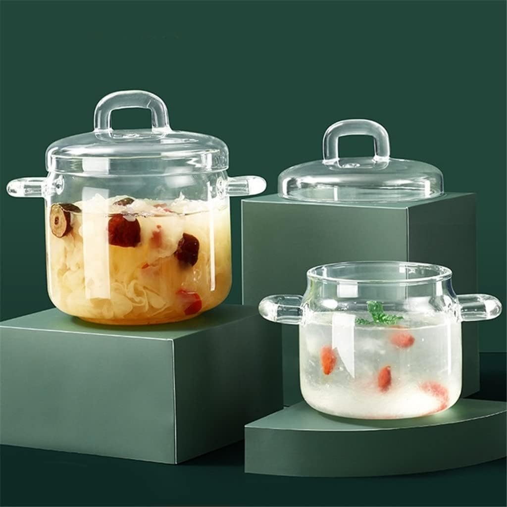 2 Pc Glass Small Stew Pot Water-proof Transparent Cover Soup Cup Bowl Bird's Nest Flame Home