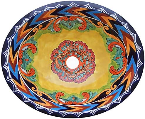 Talavera Mexican Handmade Ceramic Hand Painted Bathroom Sink 203