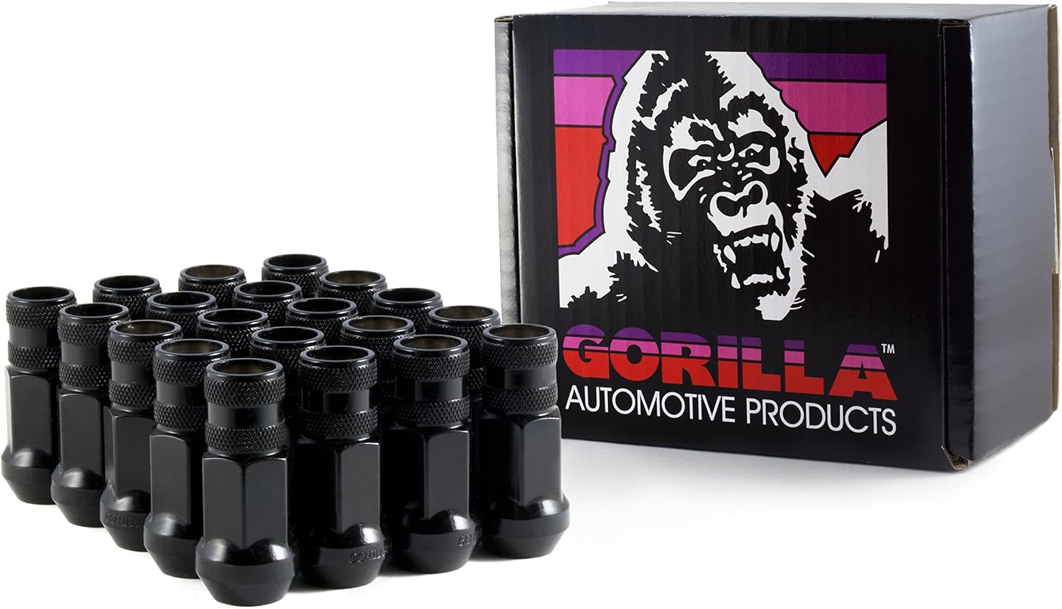 Gorilla Automotive 45038BC-20 Black 12mm x 1.50 Thread Size Forged Steel Chrome Finish Open End Lug Nut, (Pack of 20)